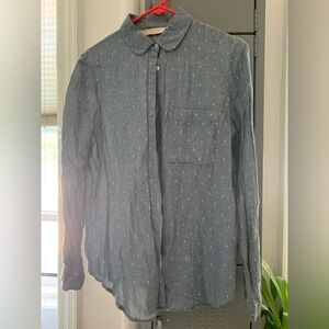 NWOT Zara shirt, Peter Pan collar, embroidered details (Sz M)